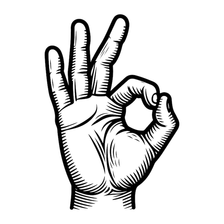 Vettore ok gesture manuali per disegnare il vettore della linea