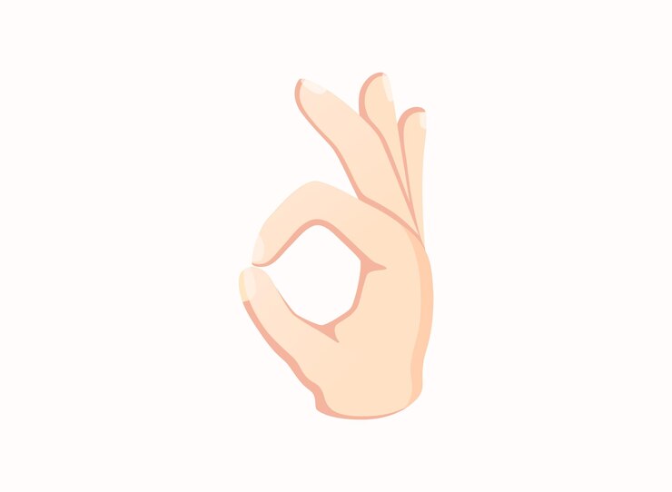 Vettore ok icona della mano. illustrazione di vettore di emoji di gesto di mano.