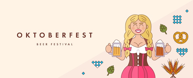 Oktoberfest banner modello stile piatto