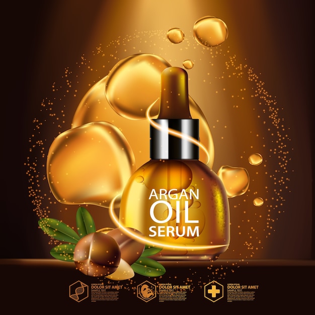 olio di argan siero e sfondo concetto di cura della pelle cosmetica