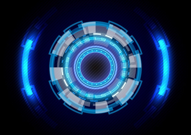 Ologramma futuristico SciFi incandescente HUD cerchio Astratto sfondo hitech Interfaccia display Headup Realtà virtuale Innovazione tecnologica Business digitale Effetto luce