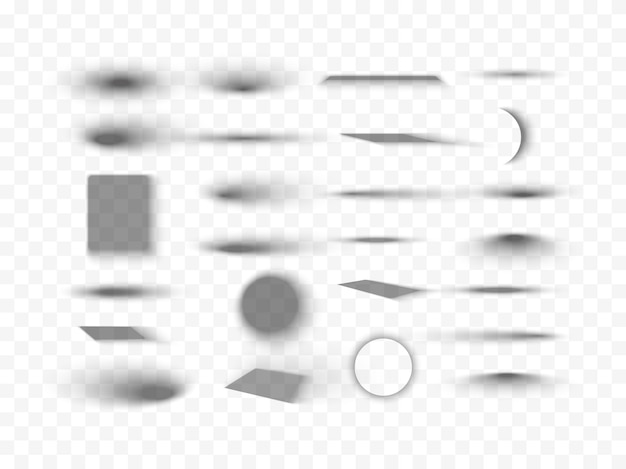 Ombre realistiche vettoriali insieme isolato di effetti ombra rotondi e quadrati