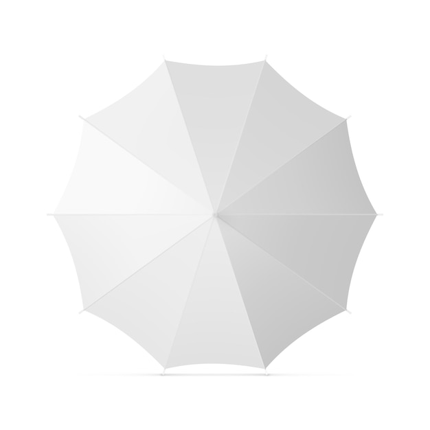 Ombrello bianco bianco realistico dall'alto per il branding