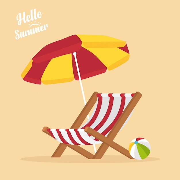 Ombrello di spiaggia nel disegno di carta vacanze estive