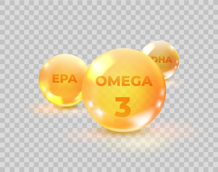 Vettore omega 3 3d epa e dha olio di pesce molecolare omega3 tre nutritivi isolati chiara molecola vitamina naturale realistico collagene vettore