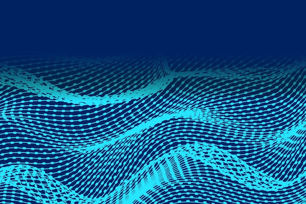 onda astratta con particelle di flusso di punti sfondo di tecnologia informatica vettoriale