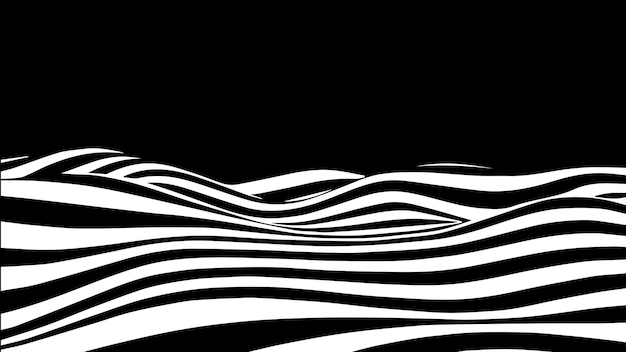 Onda astratta in bianco e nero con effetto di distorsione Illusione ottica Illustrazione vettoriale intrecciata