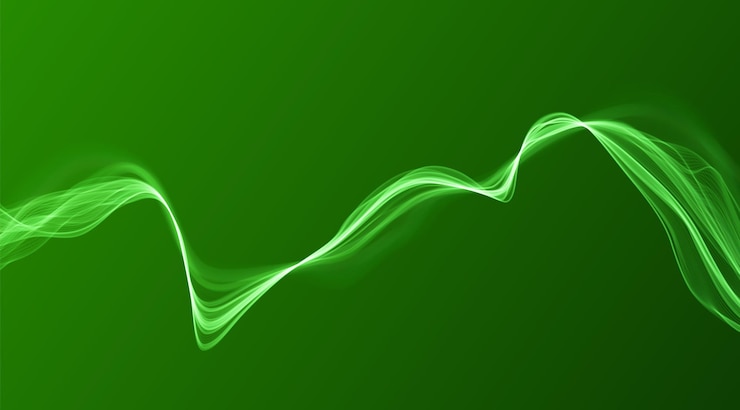 Vettore onda astratta verde. design della linea magica. elemento di movimento della curva di flusso. illustrazione ondulata sfumata al neon.