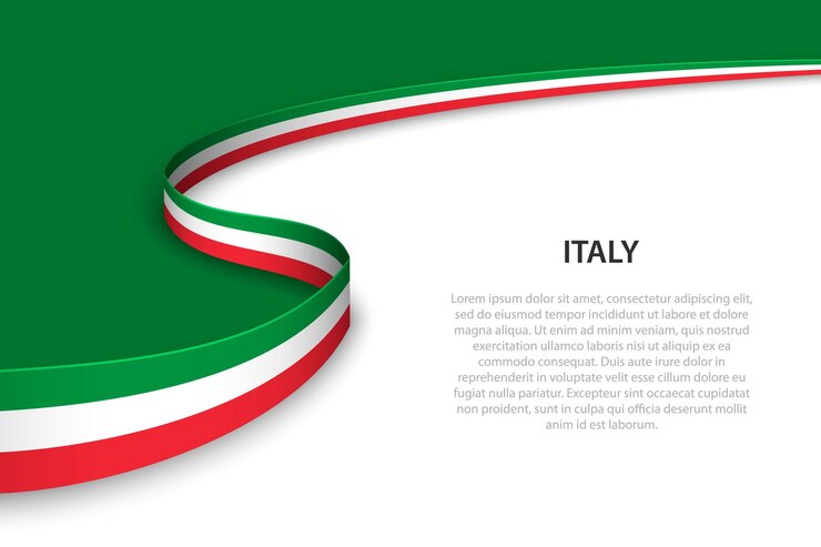 Vettore onda bandiera d'italia con sfondo copyspace