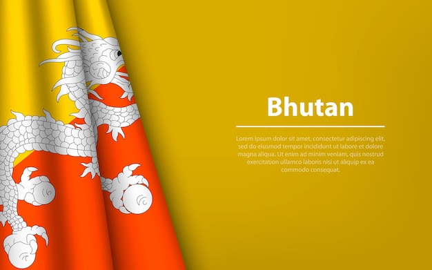 Onda bandiera del Bhutan con sfondo copyspace