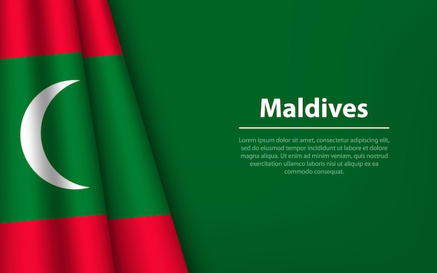 Onda bandiera delle Maldive con sfondo copyspace