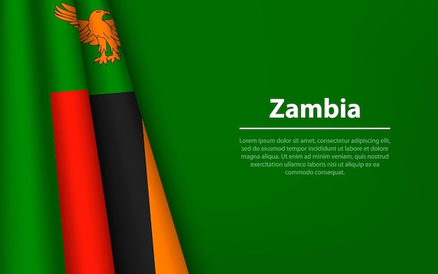 Onda bandiera dello Zambia con sfondo copyspace