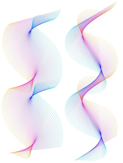 Onda delle molte linee colorate Righe ondulate astratte su sfondo bianco isolato Linea creativa arte Illustrazione vettoriale EPS 10 Elementi di design creati utilizzando lo strumento di fusione Nastro liscio curvo