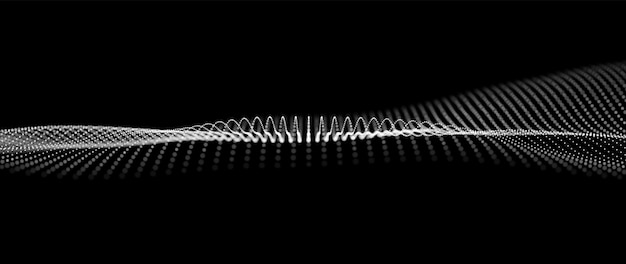 Onda di particelle bianche Sfondo di flusso tecnologico astratto Illustrazione vettoriale futura