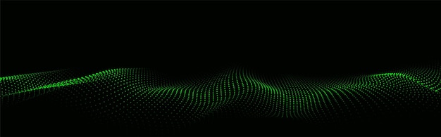 Onda dinamica delle particelle verdi Punto futuristico onda incandescente Struttura digitale del flusso Sfondo della tecnologia dei dati Illustrazione vettoriale