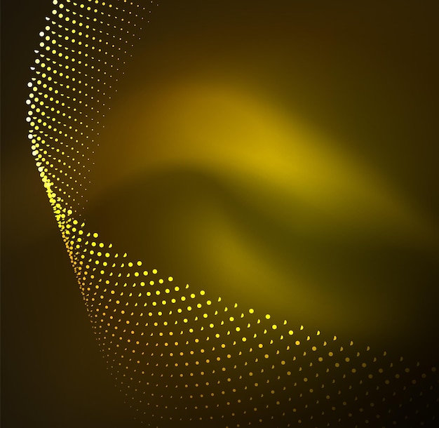 Onda illuminata 3D di particelle luminose Elemento di design HUD Concetto di tecnologia digitale splash