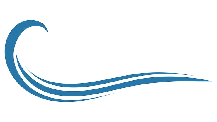 Vettore onda logo mare icona windsurf vento blu business acqua spiaggia