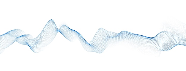 Onda sonora dinamica isolata su sfondo bianco Particella musicale pulsante Concetto di flusso di energia blu Illustrazione vettoriale