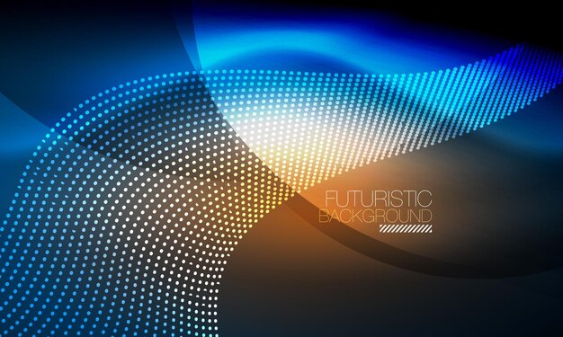 Ondata di particelle di fumo liscia big data techno sfondo con elementi fluenti incandescenti concetto hitech