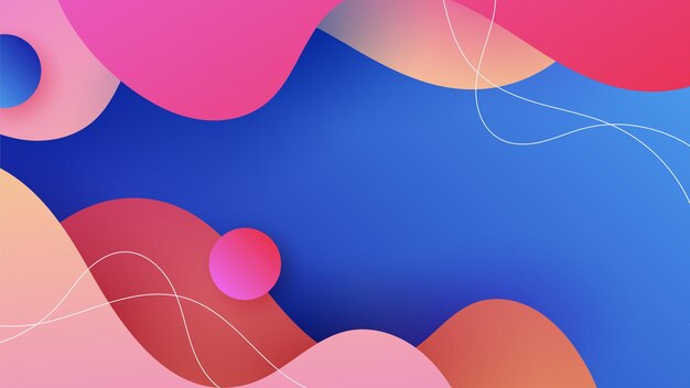 Onde colorate blu sfumate al neon astratte moderne per lo sfondo del design Sfondo blu con forme geometriche sfumate di rosso rosa giallo arancione Illustrazione vettoriale