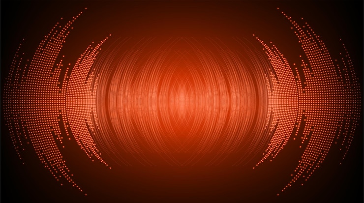 Vettore onde sonore che oscillano luce oscura