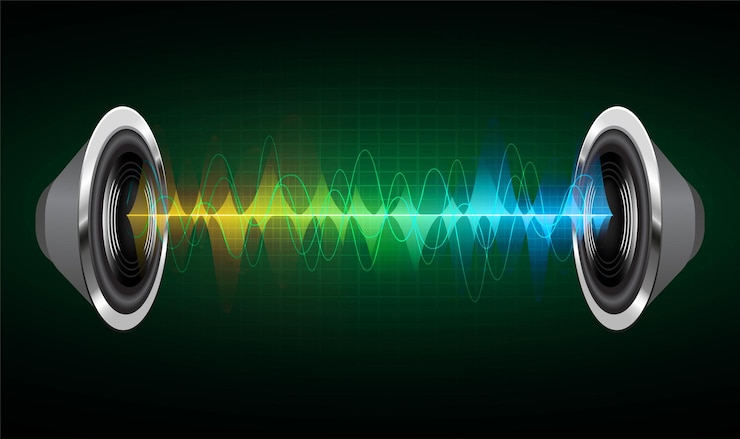 Vettore onde sonore che oscillano luce oscura