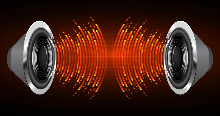 Vettore onde sonore che oscillano luce oscura