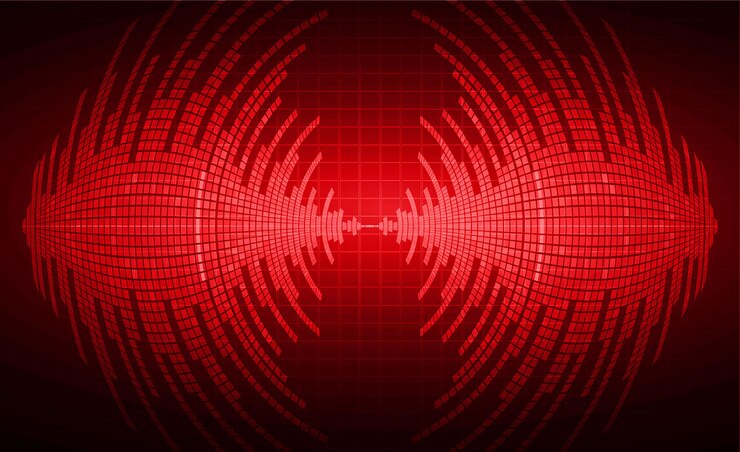 Vettore onde sonore che oscillano luce oscura