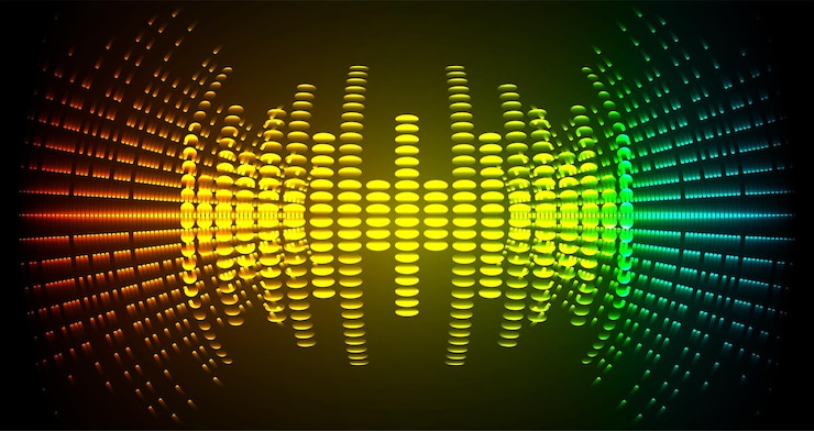 Vettore onde sonore che oscillano luce oscura