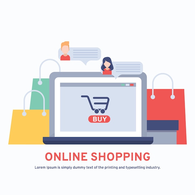 Online Shopping Illustrazione con le persone chat