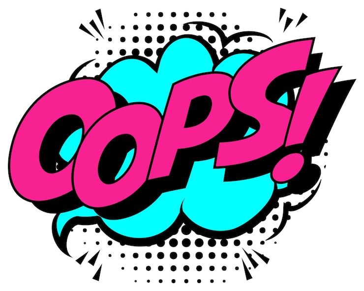 Vettore oops comic text art su sfondo a punti