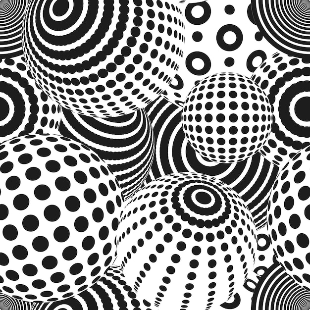 Op Art illusione ottica 3d forma punto cerchio sferico astratto geometrico motivo senza giunture