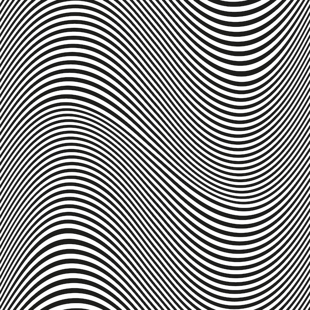 Op art wave pattern senza cuciture linee a strisce onde monocromatiche illusione ottica pattern distorto