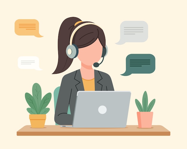 Operatore d'ufficio con cuffie che parla con i clienti Servizio clienti