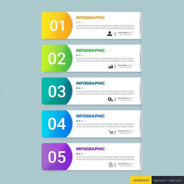 Opzioni del modello di infografica con banner rettangolo