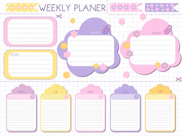 Organizer personale per pialla settimanale Kawaii vuoto vuoto