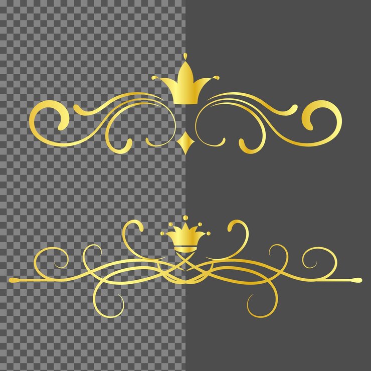 Vettore ornamenti decorativi d'oro per la corona reale