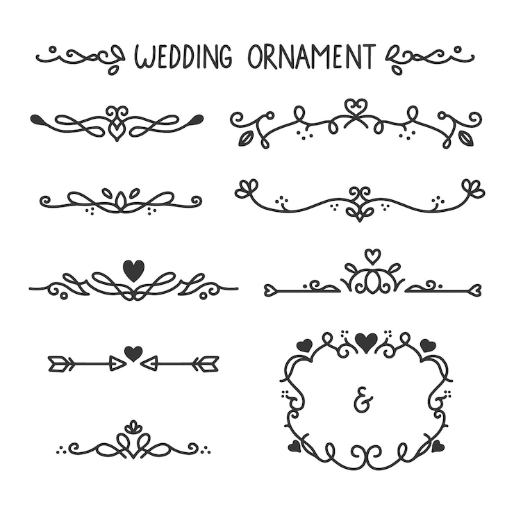 Ornamenti di nozze disegnati a mano