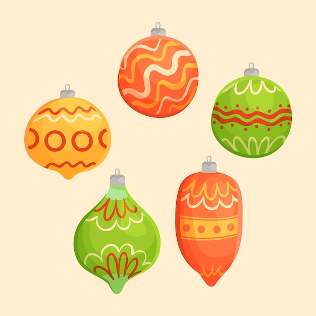 Ornamenti di palla di Natale disegnati a mano