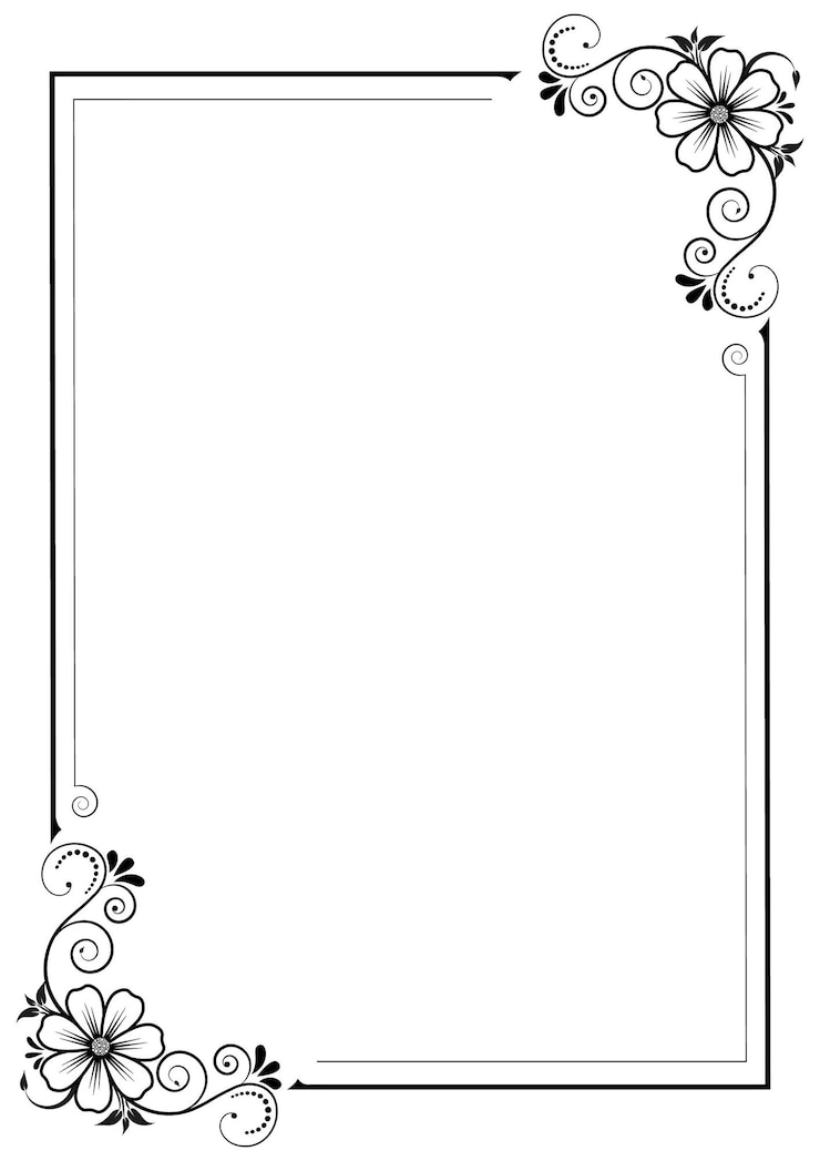 Vettore ornamento barocco vintage nero e bianco con confine floreale