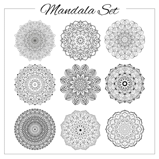 Ornamento circolare geometrico mandala vettoriali per libri da colorare stampa logo yoga stampe indiane