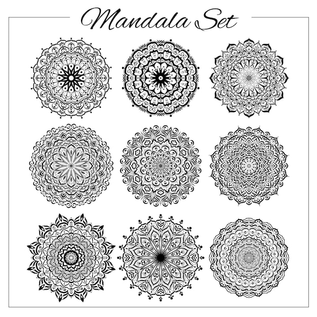 Ornamento circolare geometrico mandala vettoriali per libri da colorare stampa logo yoga stampe indiane