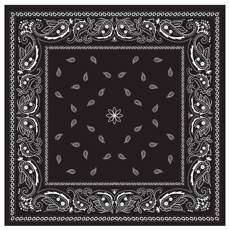 Vettore ornamento classico con stampa bandanna in bianco e nero