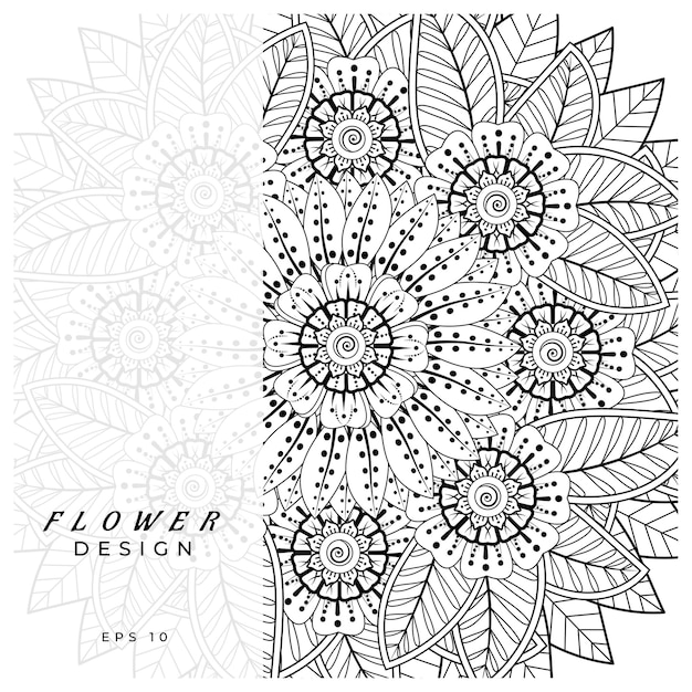 ornamento decorativo fiore mehndi in stile etnico orientale doodle ornamento contorno disegno a mano
