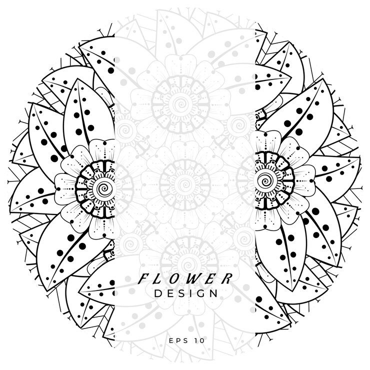 Vettore ornamento decorativo fiore mehndi in stile etnico orientale doodle ornamento contorno disegno a mano