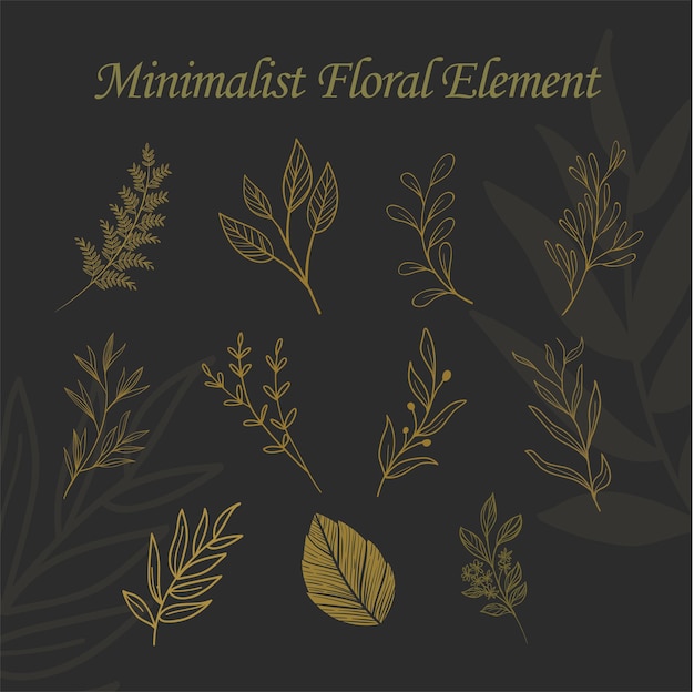 Ornamento di nozze minimalista ed elegante con foglie floreali
