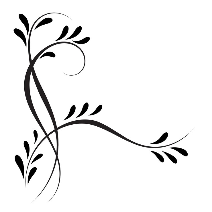 Ornamento florale decorativo per stencil isolato su bianco