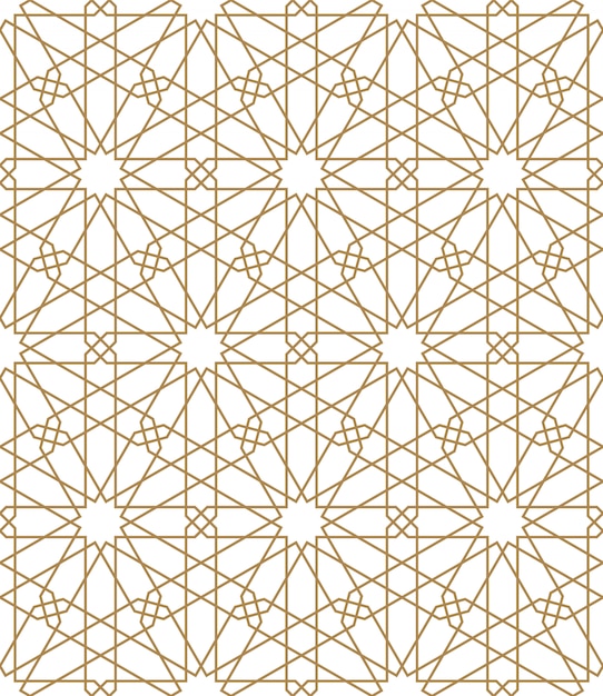 Ornamento geometrico arabo senza cuciture nel colore marrone. Linee sottili.