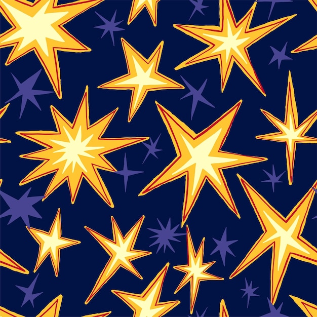 Ornamento luminoso di forme di stelle Modello astratto vettoriale senza giunture Design per la stampa di carta da imballaggio sfondi tessili decorazione di sfondo