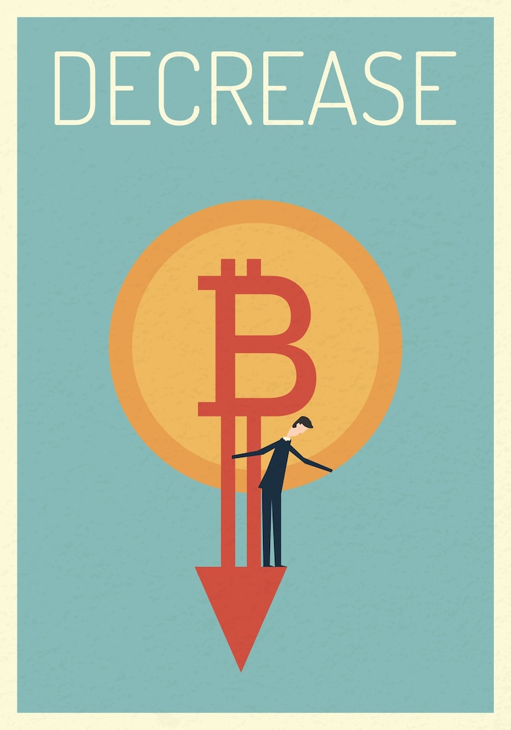 Vettore oro bitcoin verso il basso